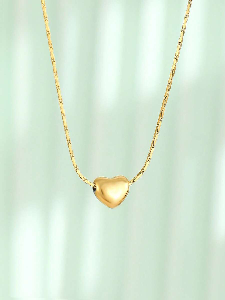 1入組兒童愛心掛飾不銹鋼時尚項鍊日常裝飾