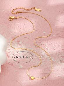 1入組兒童愛心掛飾不銹鋼時尚項鍊日常裝飾