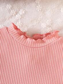 嬰兒2入組木耳邊條紋針織褶邊背心上衣 - 彩色 - 查看 3