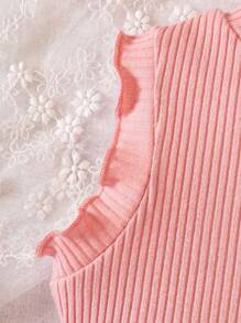 嬰兒2入組木耳邊條紋針織褶邊背心上衣 - 彩色 - 查看 4