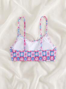 Swim Mod Summer Beach Floral Print Bikini Top - Multicolor - View 2