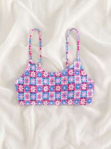 Swim Mod Summer Beach Floral Print Bikini Top - Multicolor - View 3