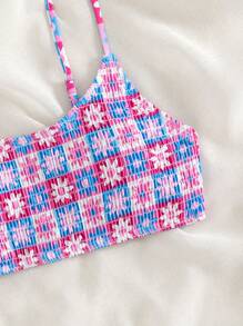 Swim Mod Summer Beach Floral Print Bikini Top - Multicolor - View 4