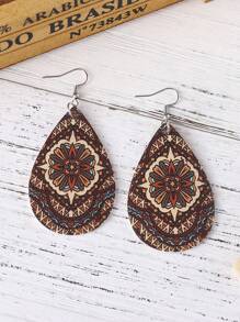 1 Đôi Bông Tai Bohemian Họa Tiết Hình Học Giọt Nước Dành Cho Nữ Trang Trí Hàng Ngày - màu nâu - Xem 3