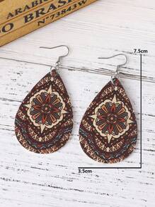 1 Đôi Bông Tai Bohemian Họa Tiết Hình Học Giọt Nước Dành Cho Nữ Trang Trí Hàng Ngày - màu nâu - Xem 4