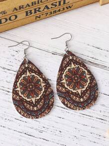 1 Đôi Bông Tai Bohemian Họa Tiết Hình Học Giọt Nước Dành Cho Nữ Trang Trí Hàng Ngày - màu nâu - Xem 5