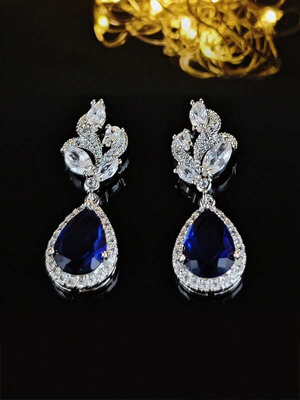 Cubic Zirconia Water Drop Earrings For Women For Party Banquet Wedding SHEIN USA