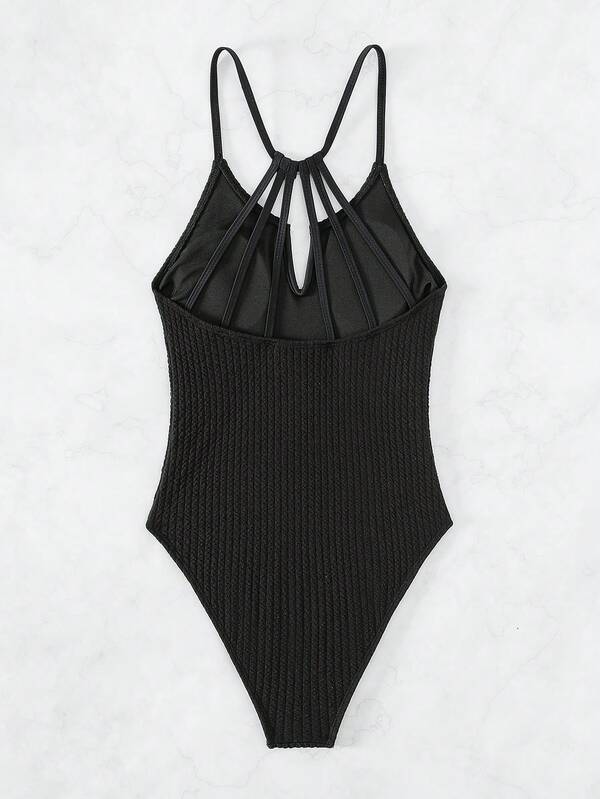 SHEIN Swim Basics Solid Backless One Piece Swimsuit SHEIN USA