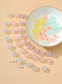 60 Stücke/Set modische zufällige Farbblumenförmige DIY Perlen & 1 Rolle Faden für Frauen zum Selbermachen von Schmuck, Valentinstag