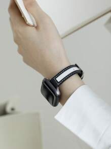 PU Watchband Compatible With Apple Watch - Black and White - View 3