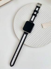 PU Watchband Compatible With Apple Watch - Black and White - View 4