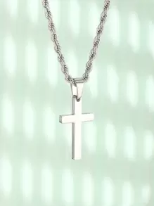1 cái Vòng cổ thời trang bằng thép không gỉ dành cho trẻ em Cross Charm để trang trí hàng ngày - Bạc - Xem 2