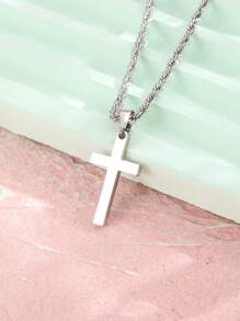 1 cái Vòng cổ thời trang bằng thép không gỉ dành cho trẻ em Cross Charm để trang trí hàng ngày - Bạc - Xem 3
