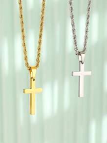 1 cái Vòng cổ thời trang bằng thép không gỉ dành cho trẻ em Cross Charm để trang trí hàng ngày - Bạc - Xem 1