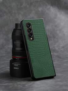 Ốp lưng điện thoại PU có thể gập lại họa tiết cá sấu - màu xanh lá - Xem 4