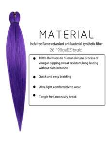 Pre Stretched Braiding Hair 26 Inch  Professional Soft Yaki Braiding Hair For Twist Braids Hot Water Setting Synthetic Crochet Hair Extensions - Purple - View 3