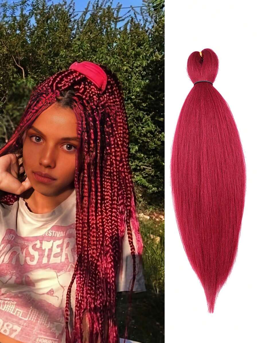 Pre Stretched Braiding Hair 26 Inch  Professional Soft Yaki Braiding Hair For Twist Braids Hot Water Setting Synthetic Crochet Hair Extensions - Hot Pink - View 1