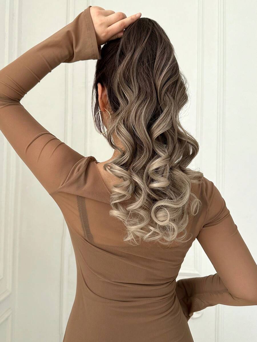 Claw Ponytail Extension Hair Long Wavy Bouncy Curly Blonde Brown Color 22 Inch Heat Resistant - Brown - View 1