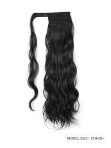 長款卷馬尾合成纖維接髮 - 黑色 - 查看 2