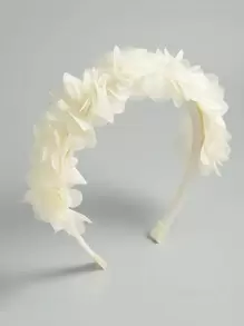 1pc Girls Flower Decor Fashionable Headband For Hair Decoration - White - View 3