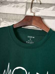 男士耳機圖案T恤 - 墨綠色 - 查看 3