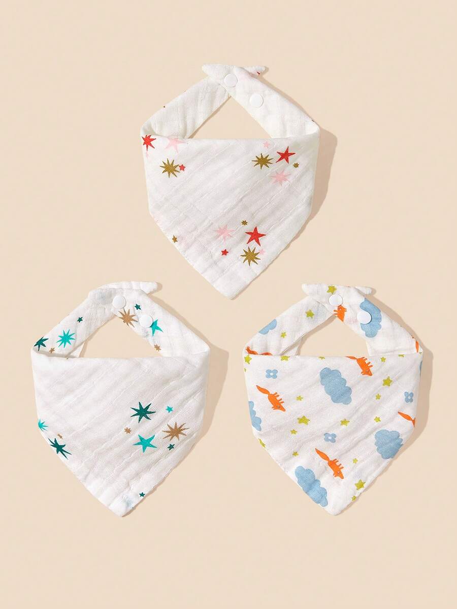 Conjunto De 3 Baberos De Bebé Con Estampado - Multicolor - Ver 1