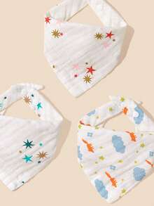 Conjunto De 3 Baberos De Bebé Con Estampado - Multicolor - Ver 2