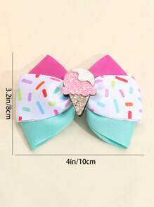 2入組女孩冰淇淋和蝴蝶結裝飾可愛鴨嘴夾適用於頭髮裝飾用品 - 彩色 - 查看 5