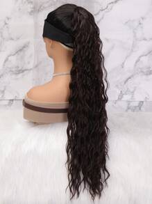 Long Curly Ponytail Synthetic Hair Extension - Dark Brown - View 3