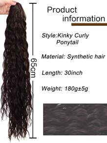 Long Curly Ponytail Synthetic Hair Extension - Dark Brown - View 4