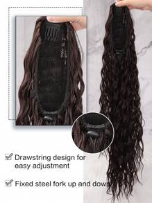 Long Curly Ponytail Synthetic Hair Extension - Dark Brown - View 6