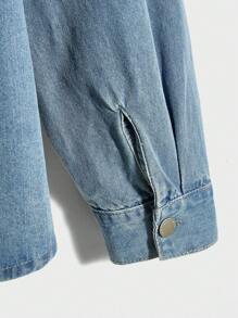 Manfinity RebelGame 男士棉雙口袋牛仔襯衫不帶T恤