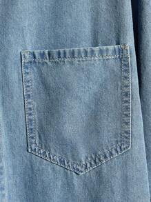 Manfinity RebelGame 男士棉雙口袋牛仔襯衫不帶T恤