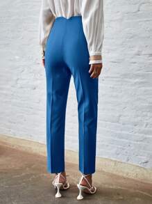GENKIRA Pantalones unicolor con bolsillo oblicuo - azul real - Ver 2