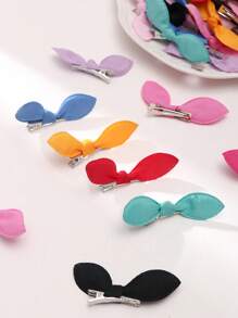 30入組女孩彩色花卉圖案和兔耳朵髮夾套裝,特色棕色豹紋蝴蝶結髮夾,隨機色 - 彩色 - 查看 4