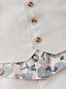 SHEIN Baby Boy Tropical Print Shirt & Shorts & Vest Jacket - Multicolor - View 5