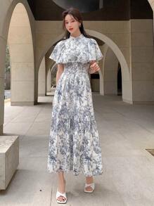 DAZY Plant Print Ruffle Hem Dress Sundress - Multicolor - View 4