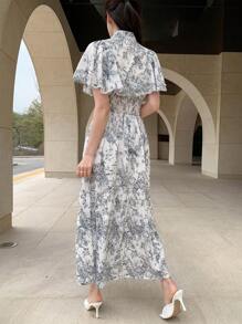 DAZY Plant Print Ruffle Hem Dress Sundress - Multicolor - View 2