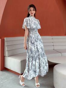 DAZY Plant Print Ruffle Hem Dress Sundress - Multicolor - View 3