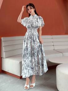 DAZY Plant Print Ruffle Hem Dress Sundress - Multicolor - View 6