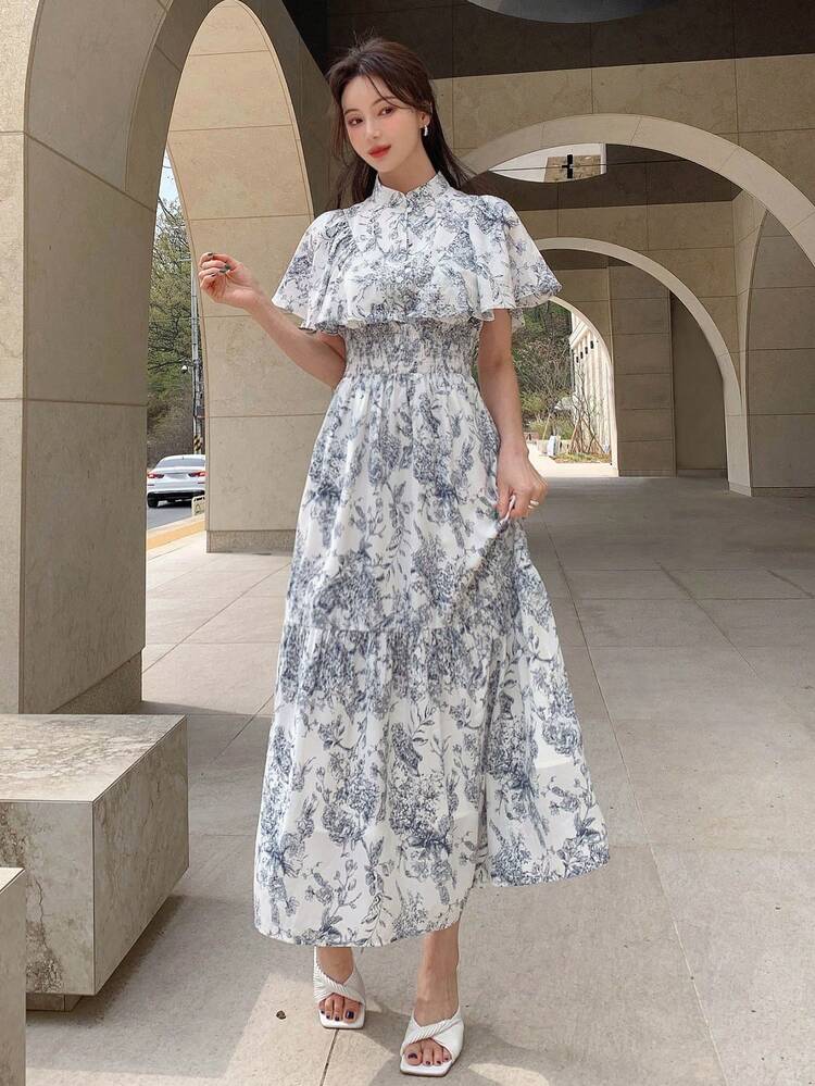 DAZY Plant Print Ruffle Hem Dress Sundress - Multicolor - View 8