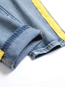 Men Ripped Contrast Side Seam Jeans - Light Wash - View 4