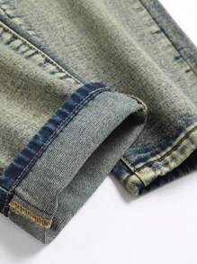 Men Cotton Ripped Frayed Bleach Wash Jeans - Light Wash - View 3