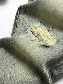 Men Cotton Ripped Frayed Bleach Wash Jeans - Light Wash - View 4