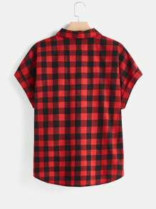 SHEIN LUNE Plus Gingham Print Button Front Shirt - Multicolor - View 2