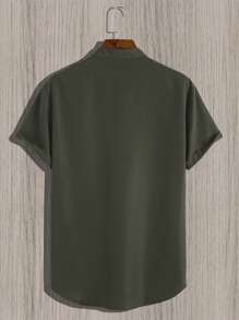 Manfinity Homme Men Solid Button Up Shirt - Army Green - View 2