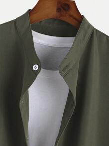 Manfinity Homme Men Solid Button Up Shirt - Army Green - View 5