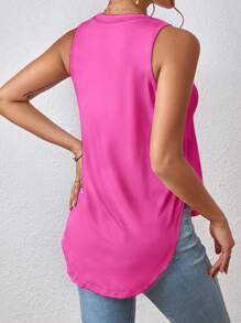 Chiquease Solid Split Hem Tank Top - Hot Pink - View 2