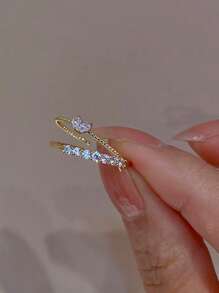 2pcs/set Fashionable Zinc Alloy Rhinestone Decor Cuff Ring For Women For Daily Decoration - Yellow Gold - View 2