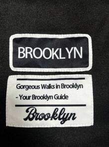 Manfinity Dauomo 男士標語圖案腰部抽繩衛褲 - 黑色 - 查看 5